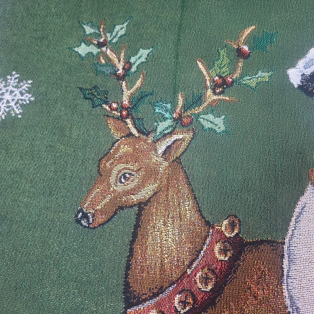 Tracy Porter Snowman Reindeer Woven Tapestry Throw Blanket Christmas USA 53x65